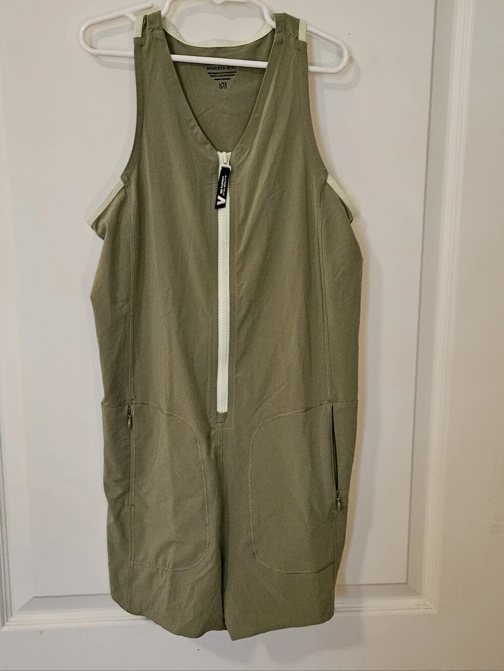 Athleta Olive Zip-Front Sleeveless Romper Girls Size 10/12
